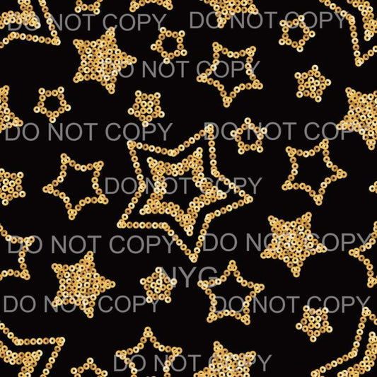 Gold Stars Black Sheet Sublimation transfers - 13 x 9 inches