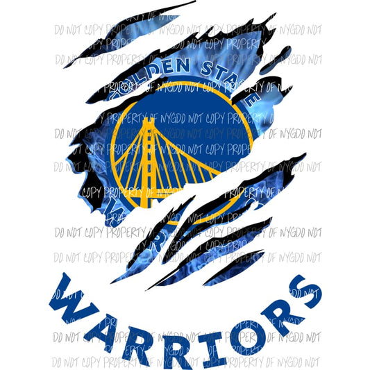 Golden State Warriors ripped design Sublimation transfers Heat Transfer