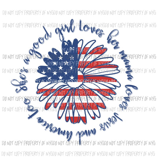 Good Girl Flower Americana Sublimation transfers Heat Transfer