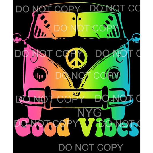 Good Vibes Volkswagen Retro Bright Colors Sublimation 