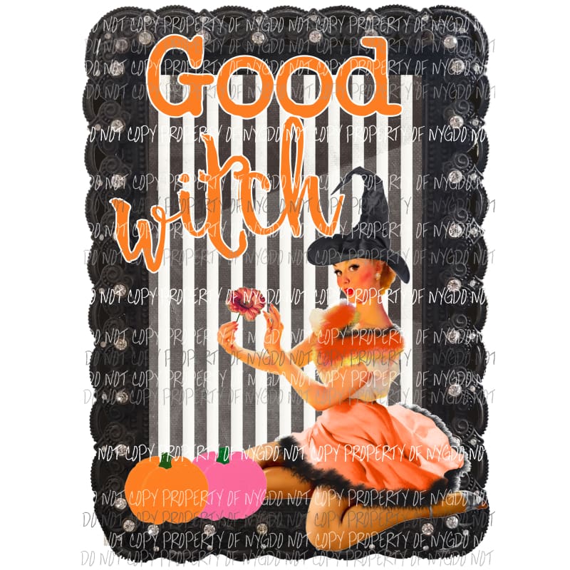 Good Witch pumpkins pinup girl Halloween Sublimation transfers Heat Transfer