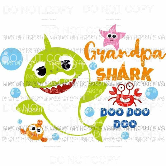 Grandpa Shark Sublimation transfers Heat Transfer