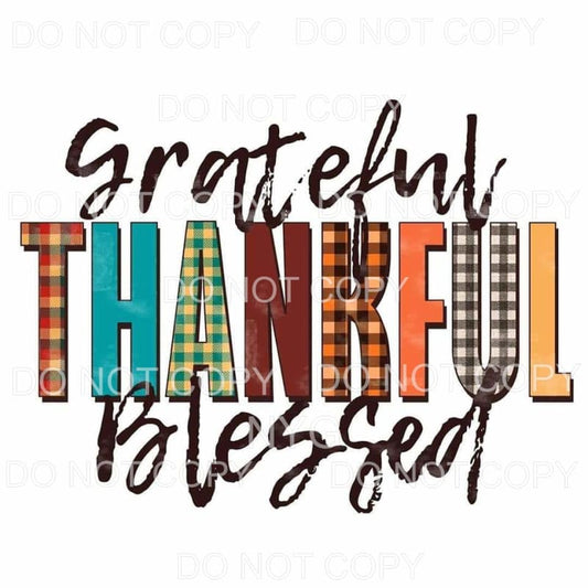 Grateful Thankful Blessed Plaid Fall Colors #1766 