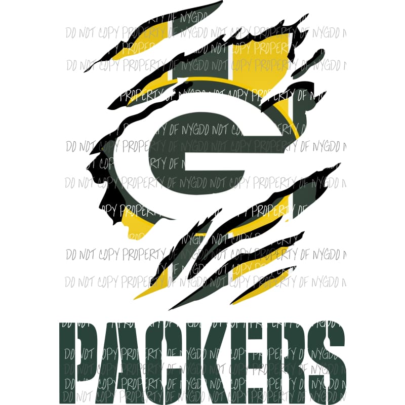 Green Bay Packers ripped design Sublimation transfers Heat Transfer