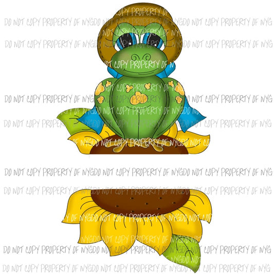Green Flag sitting on a sunflower banner Sublimation transfers Heat Transfer