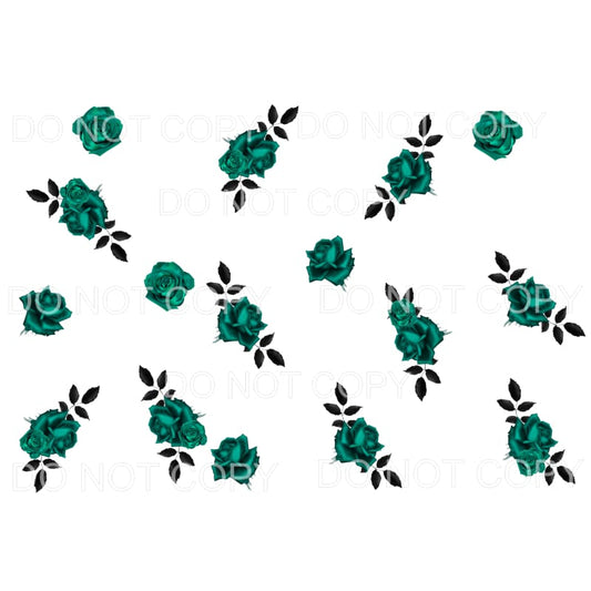Green Roses Background Sheet Sublimation transfers - Heat 