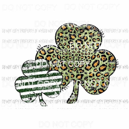 Green Shamrock Duo stripes orange leopard Sublimation transfers Heat Transfer