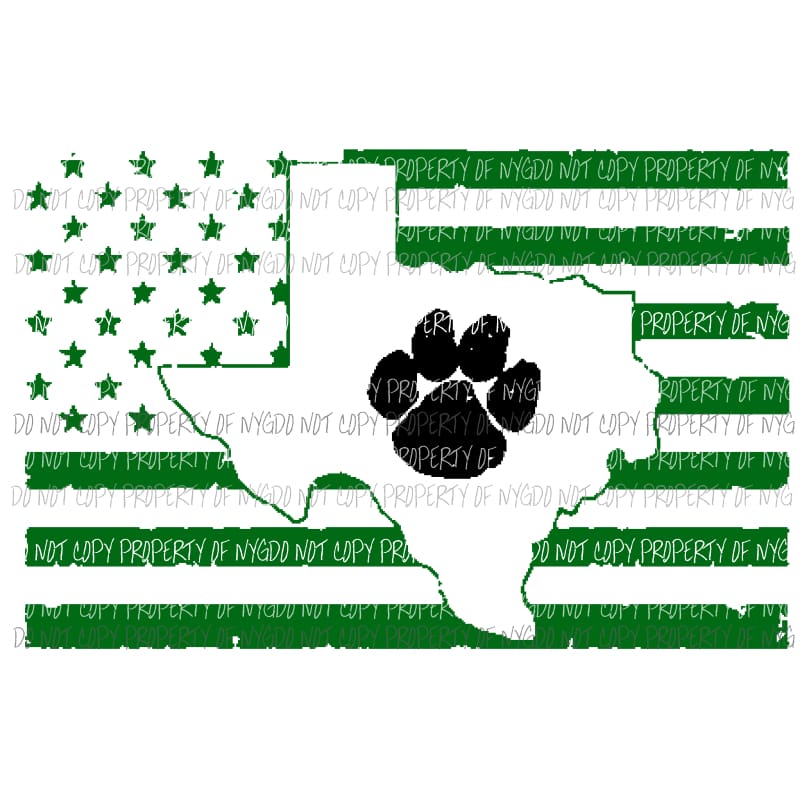 Green Texas flag Paw bulldogs Sublimation transfers Heat Transfer
