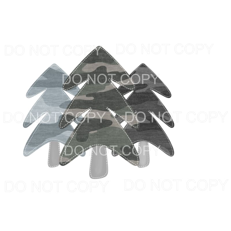Grey Camouflage Tree Trio Sublimation transfers - Heat 