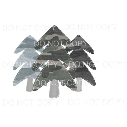 Grey Camouflage Tree Trio Sublimation transfers - Heat 