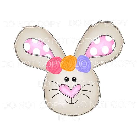 Grey Pink Bunny Flowers Sublimation transfers - Heat 