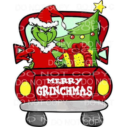Grinch Merry Christmas Cartoon Red Truck Tree Gift #1673 