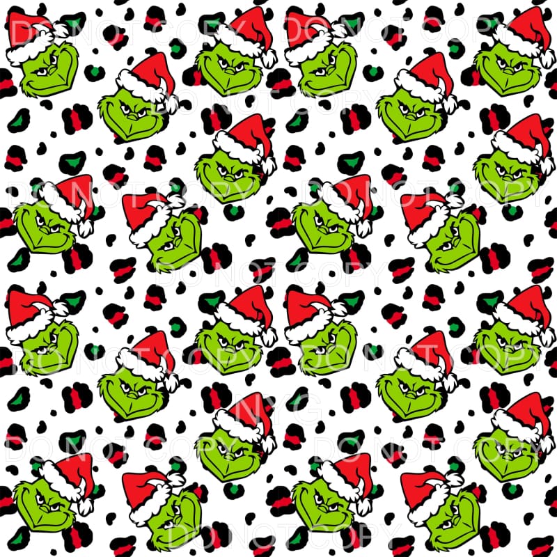 Grinch Red Green Leopard Christmas Sheet #1734 Sublimation 