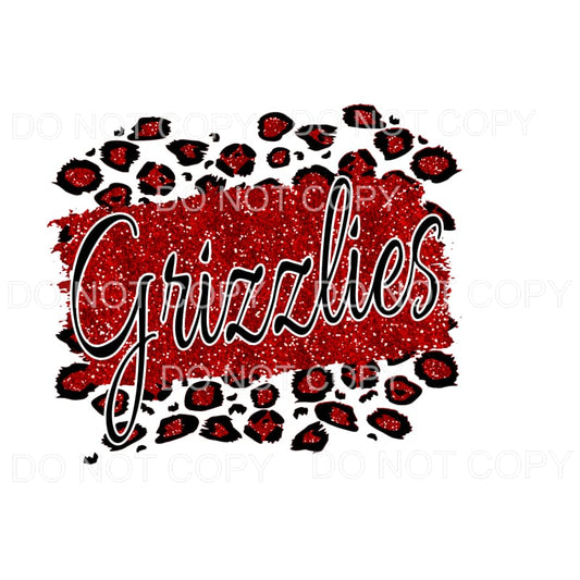 Grizzlies Red and Black leopard # 287 Sublimation transfers 