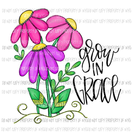 Grow In Grace watercolor flowers Sublimation transfers Heat Transfer
