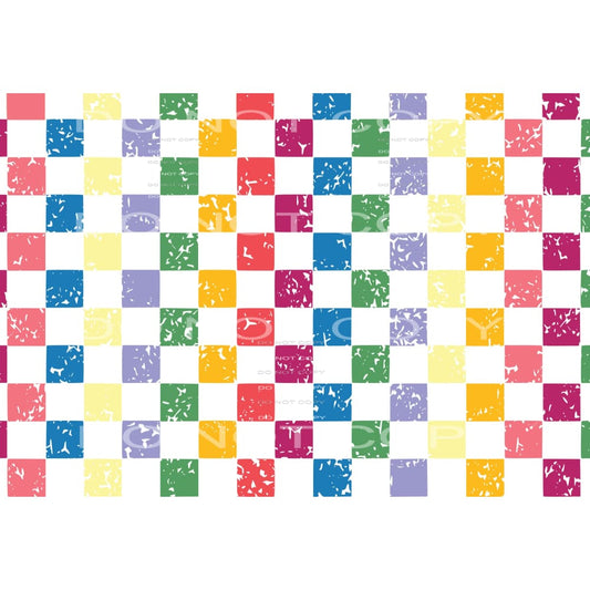 grunge checkerboard multi color Sublimation transfers - Heat