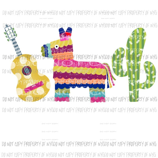 Guitar Pinata Cactus Sublimation transfers Heat Transfer