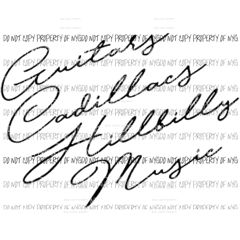 Guitars Cadillac hillbilly Music Sublimation transfers Heat Transfer