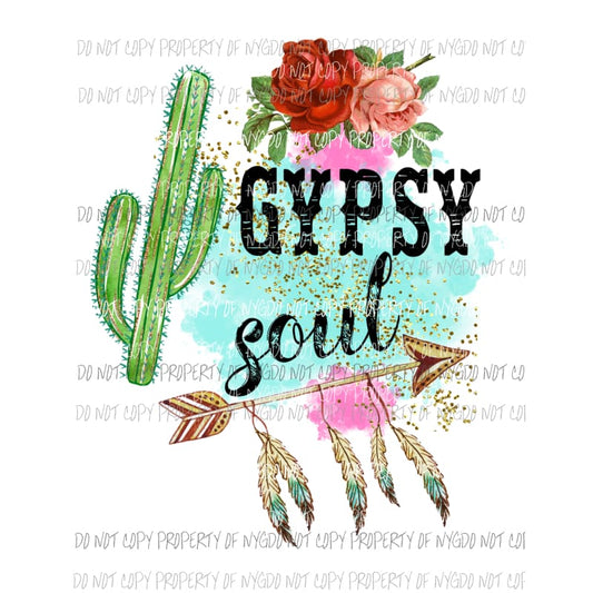 Gypsy Soul #1 arrow feathers roses cactus Sublimation transfers Heat Transfer
