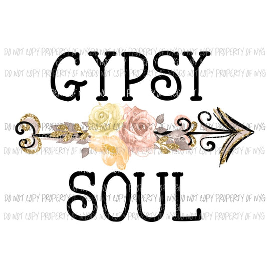 Gypsy Soul arrow flowers pink cream Sublimation transfers Heat Transfer