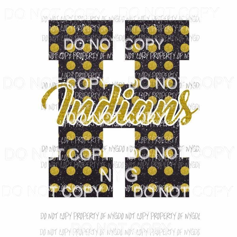 H Indians school letter Sublimation transfers Heat Transfer
