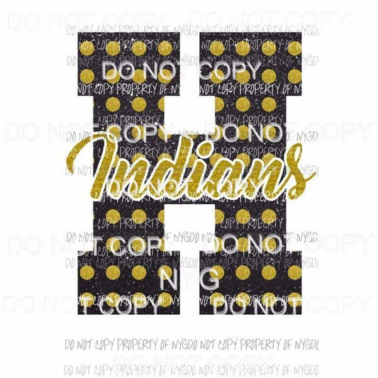 H Indians school letter Sublimation transfers Heat Transfer
