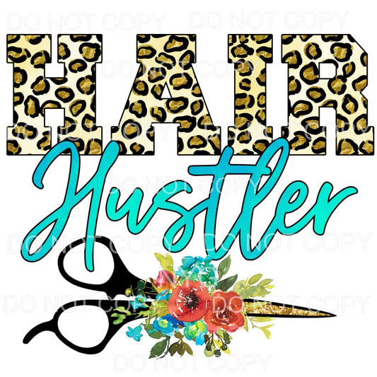 Hair Hustler Leopard Teal Floral Sublimation transfers - 