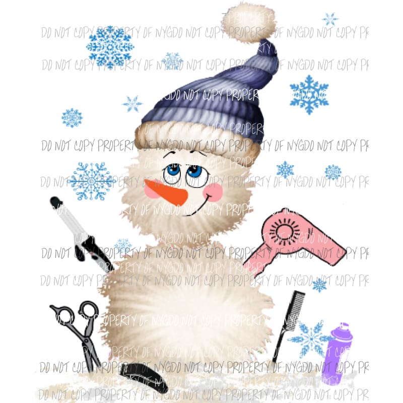 Hairdresser Snowman Sublimation transfers Heat Transfer