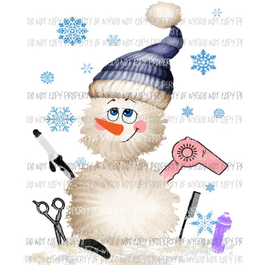 Hairdresser Snowman Sublimation transfers Heat Transfer