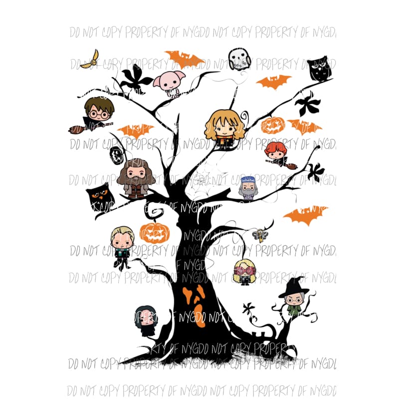 Halloween scary tree bats owls Harry Potter Sublimation transfers Heat Transfer