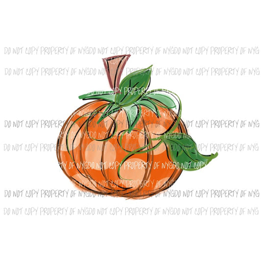 hand Drawn Pumpkin # 12 Sublimation transfers Heat Transfer