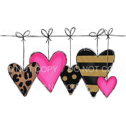 Hanging Hearts Pink Leopard Striped Sublimation transfers - 