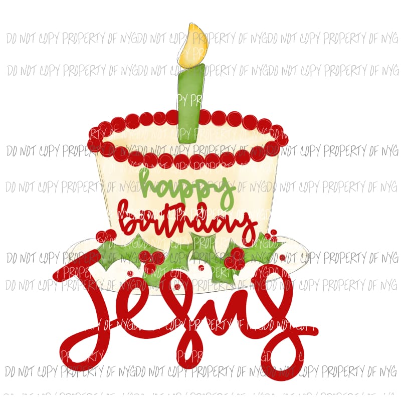 happy birthday jesus cake Sublimation transfers Heat Transfer