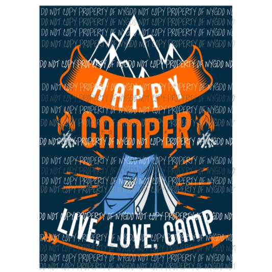 Happy camper live love camp Sublimation transfers Heat Transfer