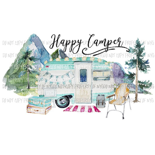 Happy Camper mountain Sublimation transfers Heat Transfer