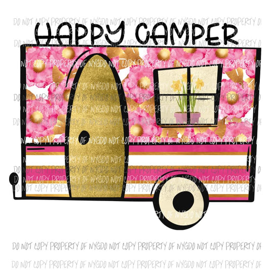Happy Camper PINK Sublimation transfers Heat Transfer