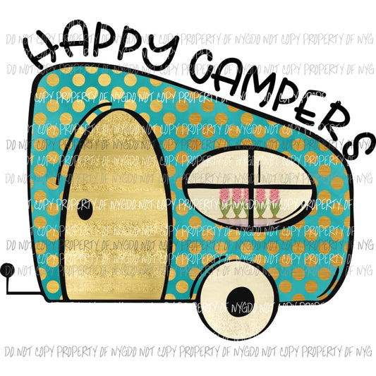 Happy Campers BLUE Sublimation transfers Heat Transfer