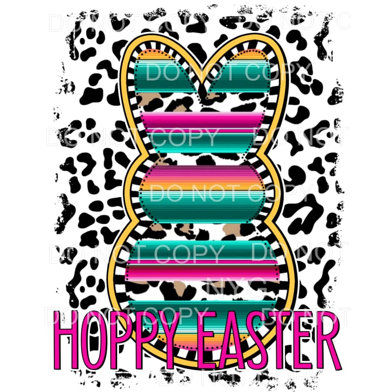 Happy Easter Serape Peeps Bunny Leopard Background 