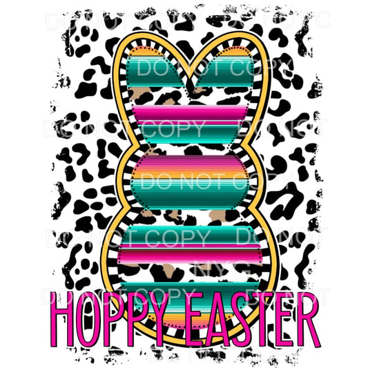 Happy Easter Serape Peeps Bunny Leopard Background 