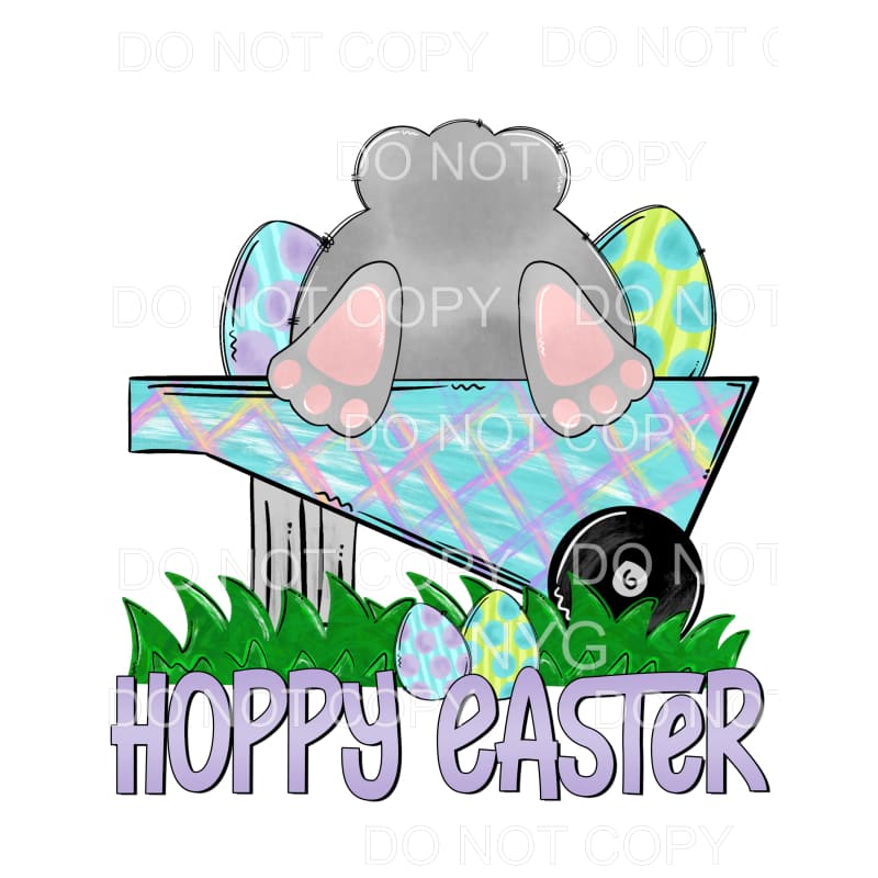 Happy Easter Wheelbarrow Bunny Butt Eggs Sublimation 