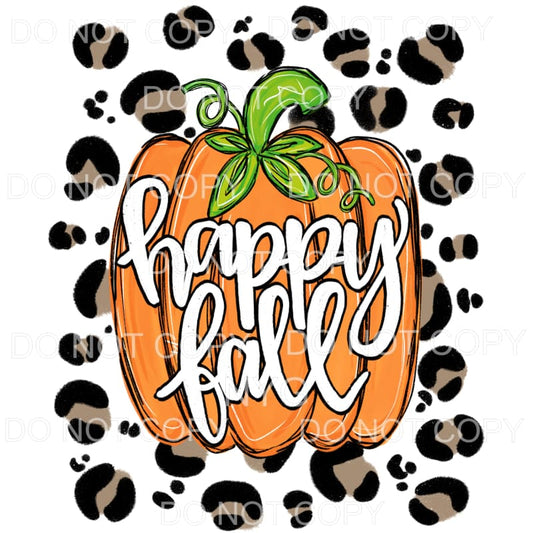 Happy Fall Pumpkin Leopard Background Sublimation transfers 