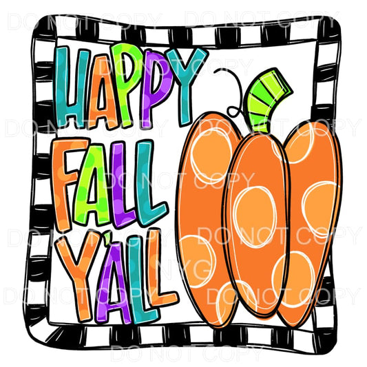 Happy Fall Y’all Colorful Whimsical Orange Polka Dot Pumpkin