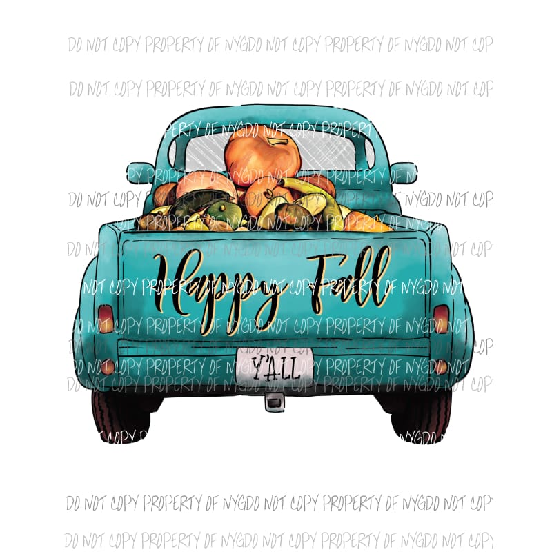 Happy Fall Yall Old Truck Halloween Sublimation transfers Heat Transfer