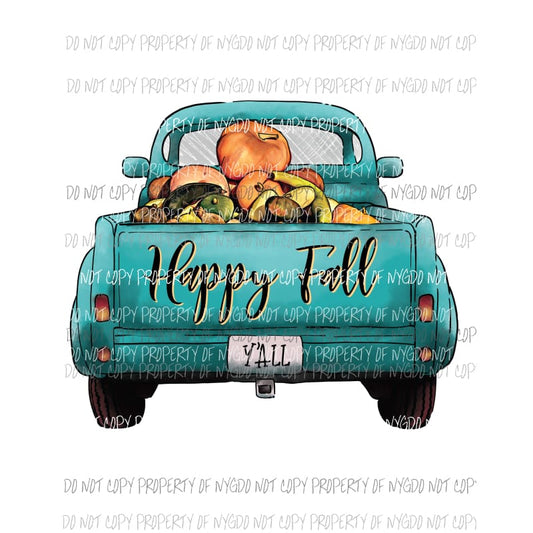 Happy Fall Yall Old Truck Halloween Sublimation transfers Heat Transfer