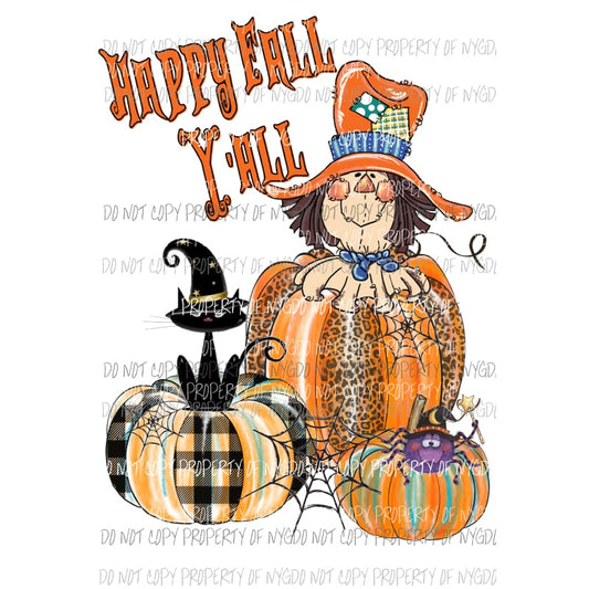 happy fall yall pumpkins scarecrow spider cat 1 hand drawn Sublimation transfers Heat Transfer