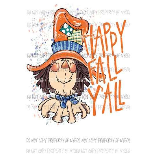 Happy Fall Yall Scarecrow hand drawn Sublimation transfers Heat Transfer