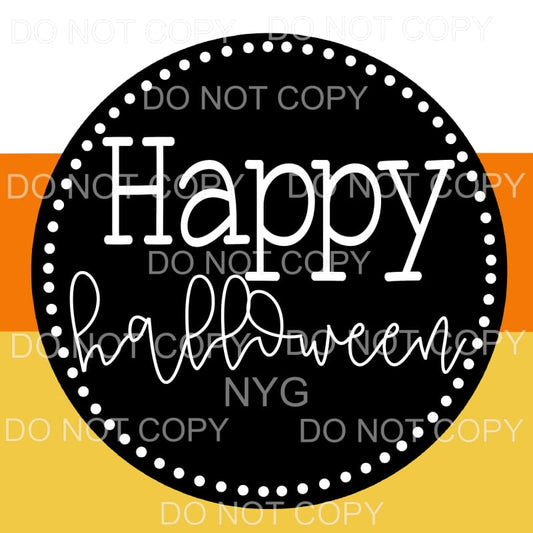 Happy Halloween Circle Orange Stripes Sublimation transfers 