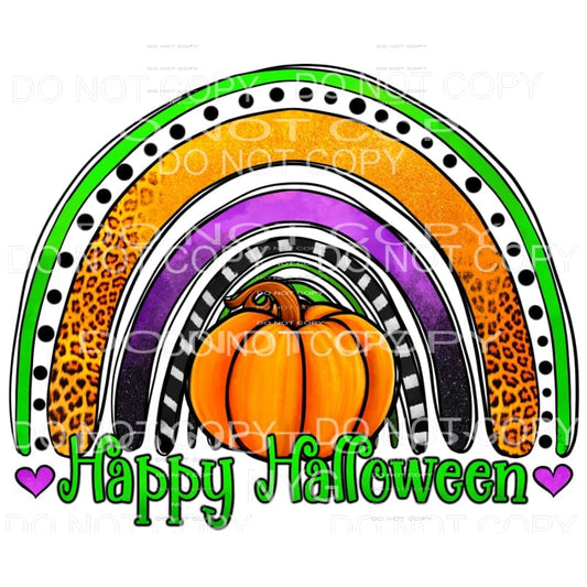 Happy Halloween Pumpkin Rainbow Orange Pumpkin Purple Green 