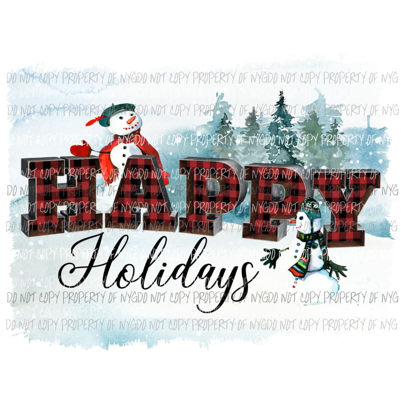 Happy Holidays snowman Sublimation transfers Heat Transfer