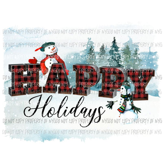 Happy Holidays snowman Sublimation transfers Heat Transfer